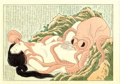 OCTOPUSES AND SHELL DIVER (Katsushika Hokusai)