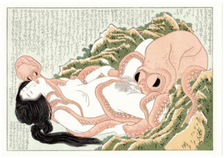 OCTOPUSES AND SHELL DIVER (Katsushika Hokusai)